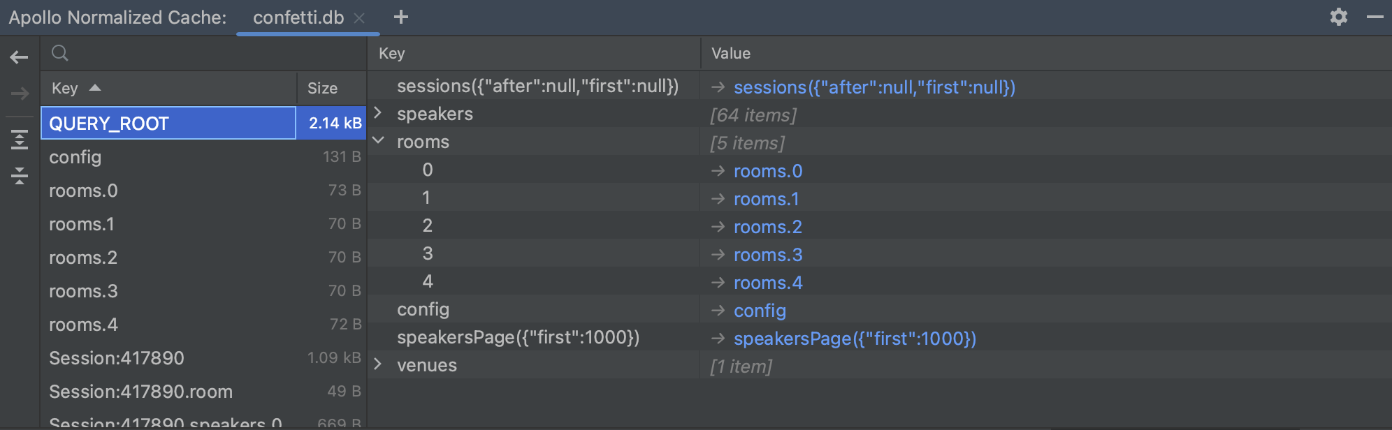 Normalized cache viewer